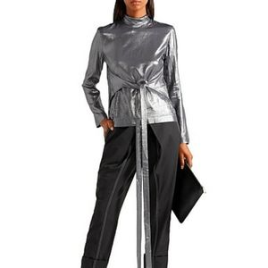 Cedric Charlier Silver turtleneck blouse